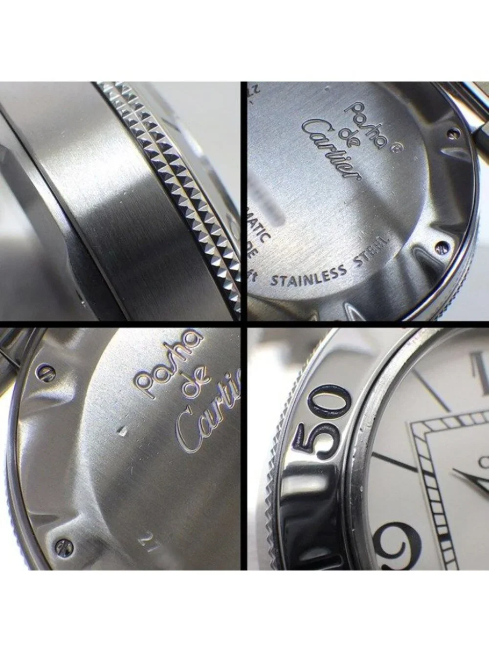 Cartier Watch Pasha Seatimer White Dial Date Luminous Hands SS Automatic Winding